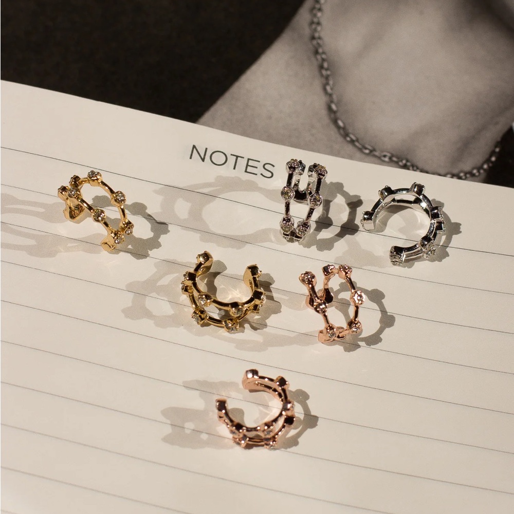 LUV AJ Pave Hex Ear Cuff - Silver